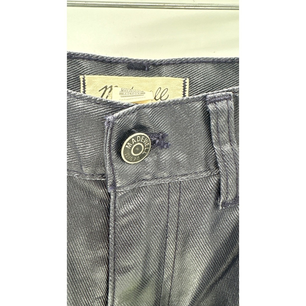 Madewell Jeans Coated Wax 90s Straight High Rise Women 28 Midnight Foil Blue New - Picture 8 of 14
